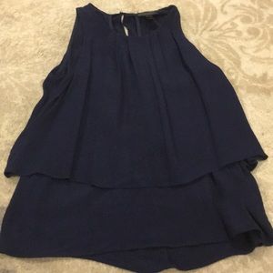 J. Crew pleated navy blue tiered blouse size 4